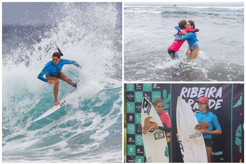 Julia González y Lucía Machado dejaron muy alto el pabellón de surfing grancanario (Foto TA)